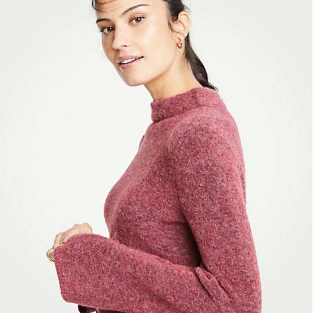 Ann Taylor Boucle Mock Neck Sweater